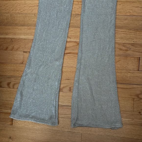 New Sheer Silver Flare Legging Pants - Picture 4 of 6